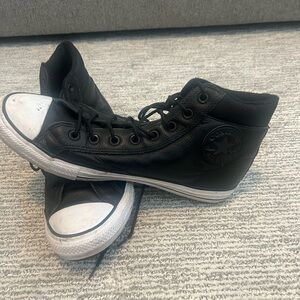 Leather Converse Black High-Top Sneakers